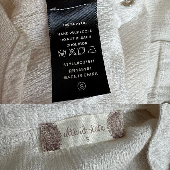 Altar'd State Oversized White Rayon Long Sleeve Half Button Up Top Women's Small - Picture 11 of 11
